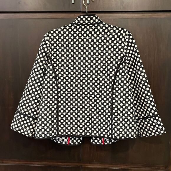 Chicos Black & White Polka Dot Wool Blend Open Front Blazer Medium/8 - Picture 3 of 6